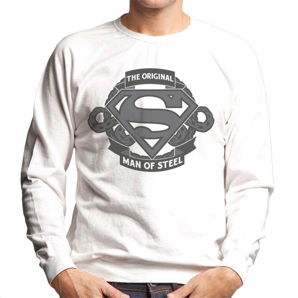 Superman Original Man Of Steel Chain Link Logo Men's Sweatshirt-ALL + EVERY