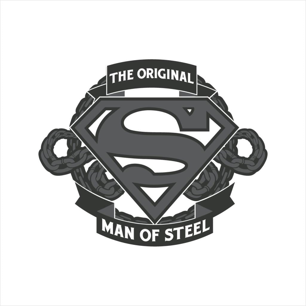 Superman Original Man Of Steel Chain Link Logo Kid's T-Shirt-ALL + EVERY