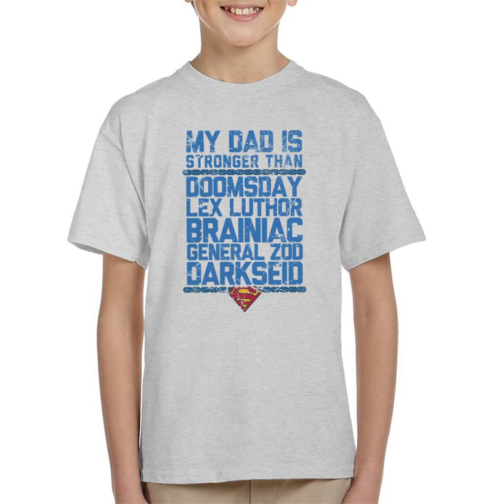 Superman My Dad Is Stronger Than Villains Fathers Day Kid's T-Shirt-ALL + EVERY