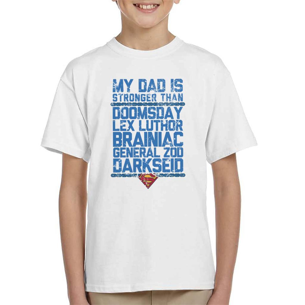 Superman My Dad Is Stronger Than Villains Fathers Day Kid's T-Shirt-ALL + EVERY