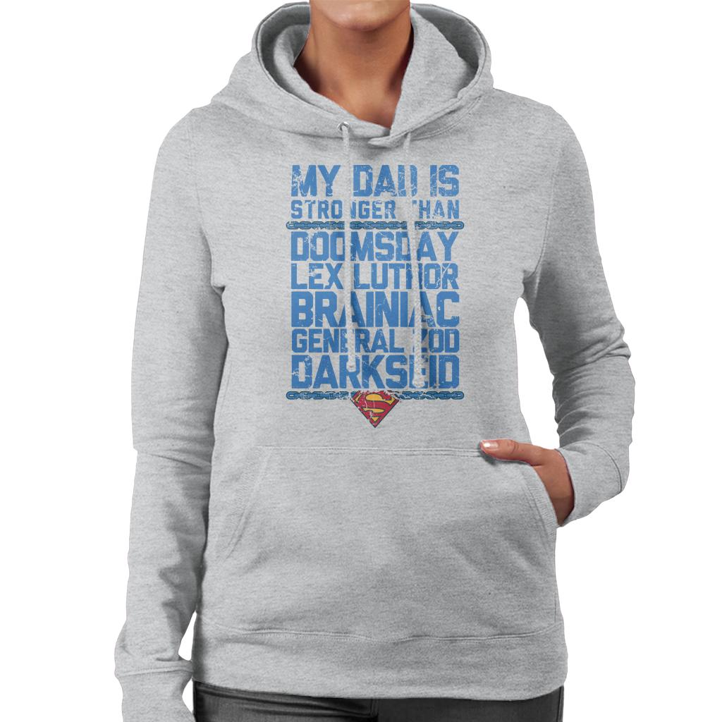 Superman My Dad Is Stronger Than Villains Fathers Day Women's Hooded Sweatshirt-ALL + EVERY