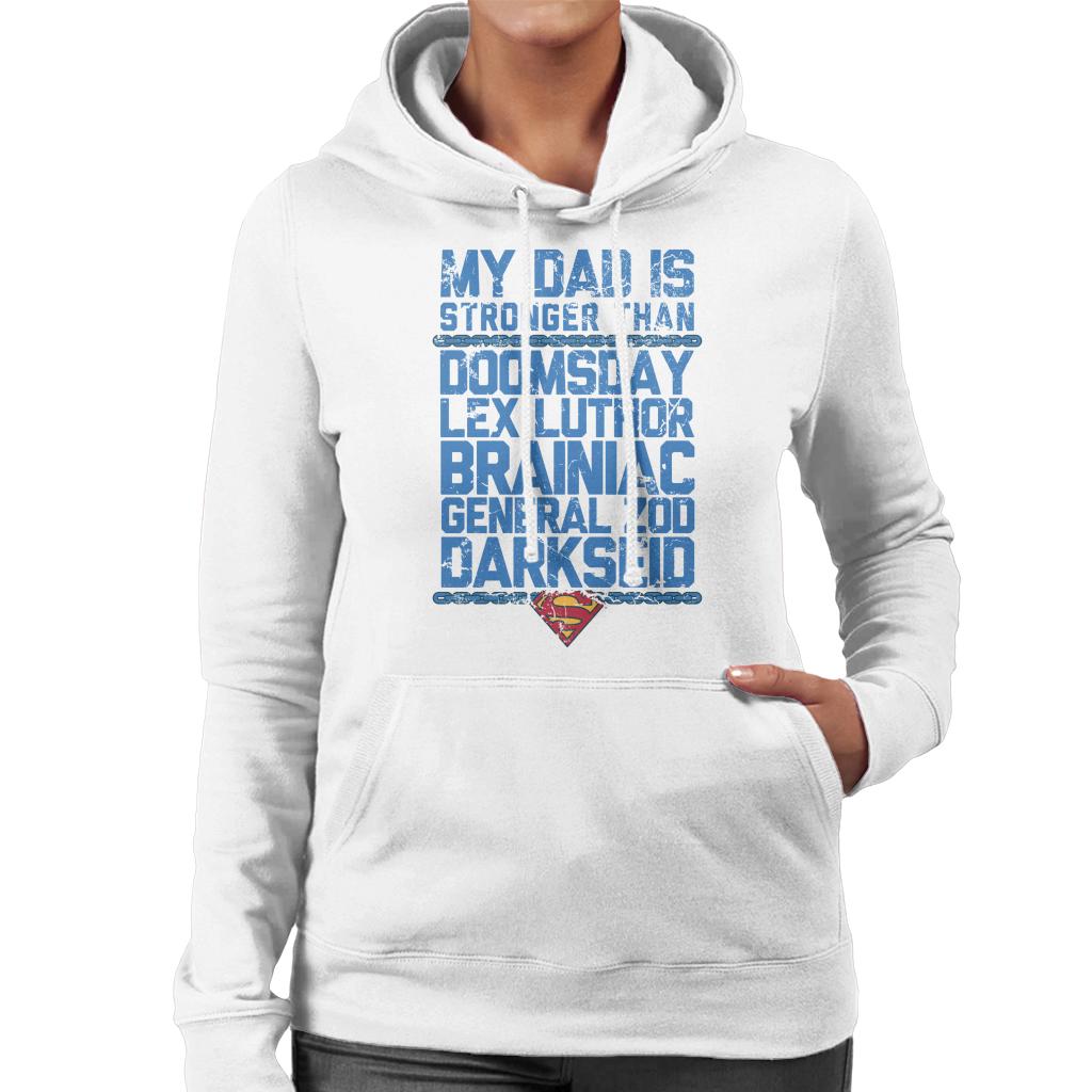 Superman My Dad Is Stronger Than Villains Fathers Day Women's Hooded Sweatshirt-ALL + EVERY