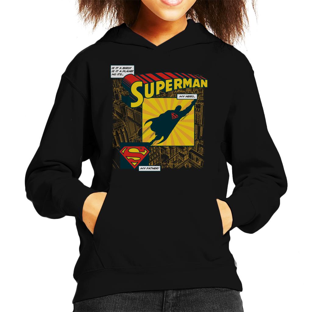 Superman Fathers Day My Hero My Father Kid's Hooded Sweatshirt-ALL + EVERY