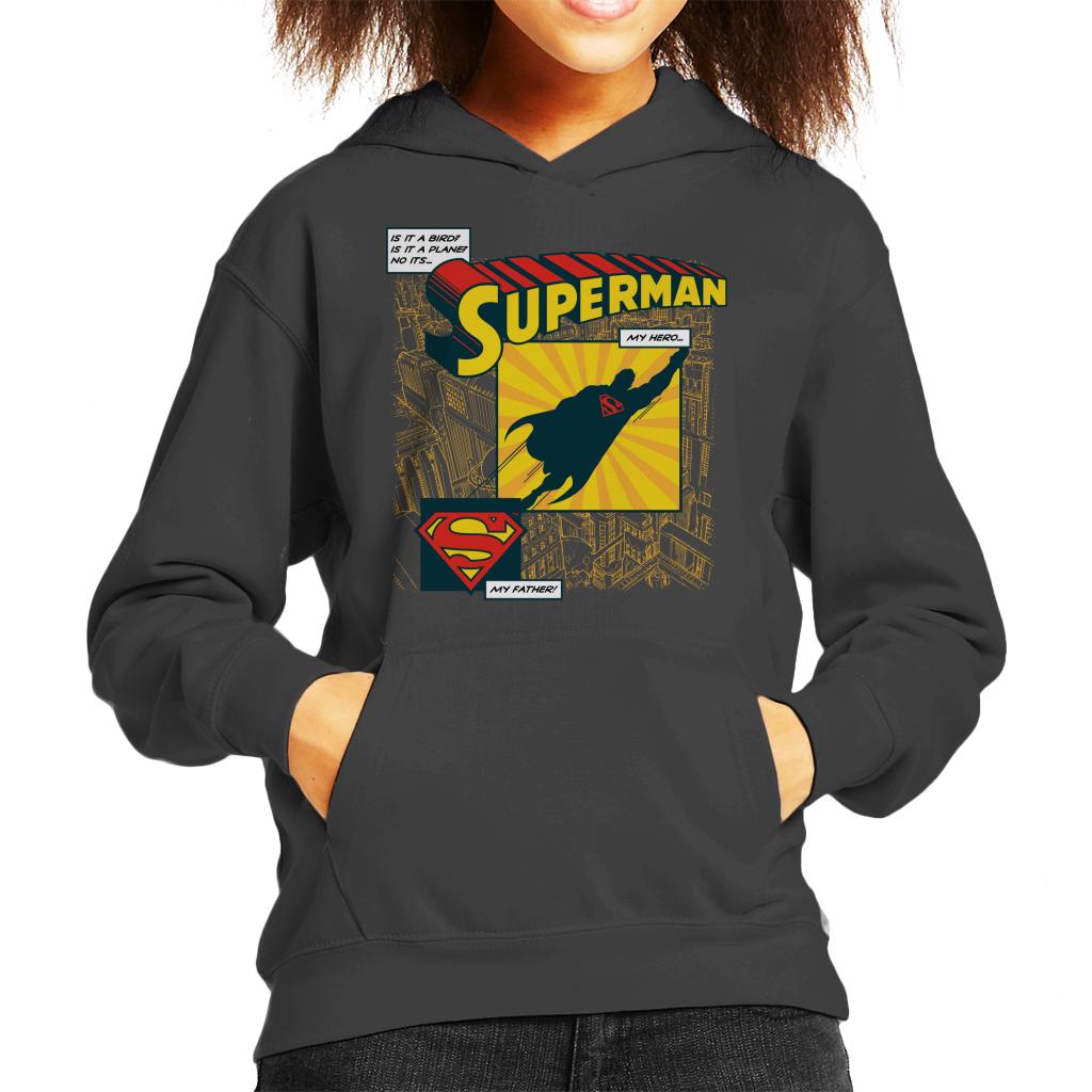 Superman Fathers Day My Hero My Father Kid's Hooded Sweatshirt-ALL + EVERY