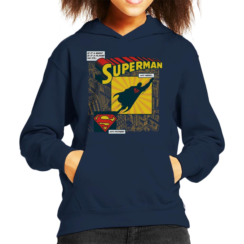 Superman Fathers Day My Hero My Father Kid's Hooded Sweatshirt-ALL + EVERY