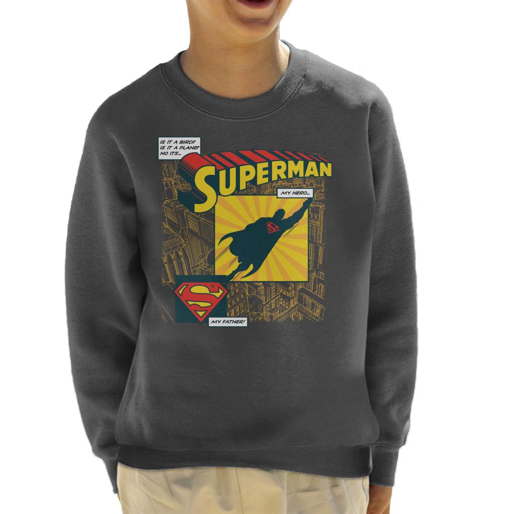 Superman Fathers Day My Hero My Father Kid's Sweatshirt-ALL + EVERY