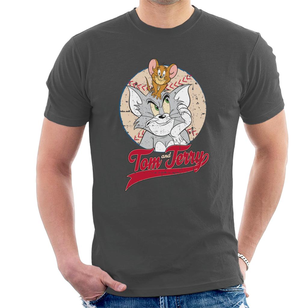 Tom and Jerry Distressed Baseball Ball Men's T-Shirt-ALL + EVERY