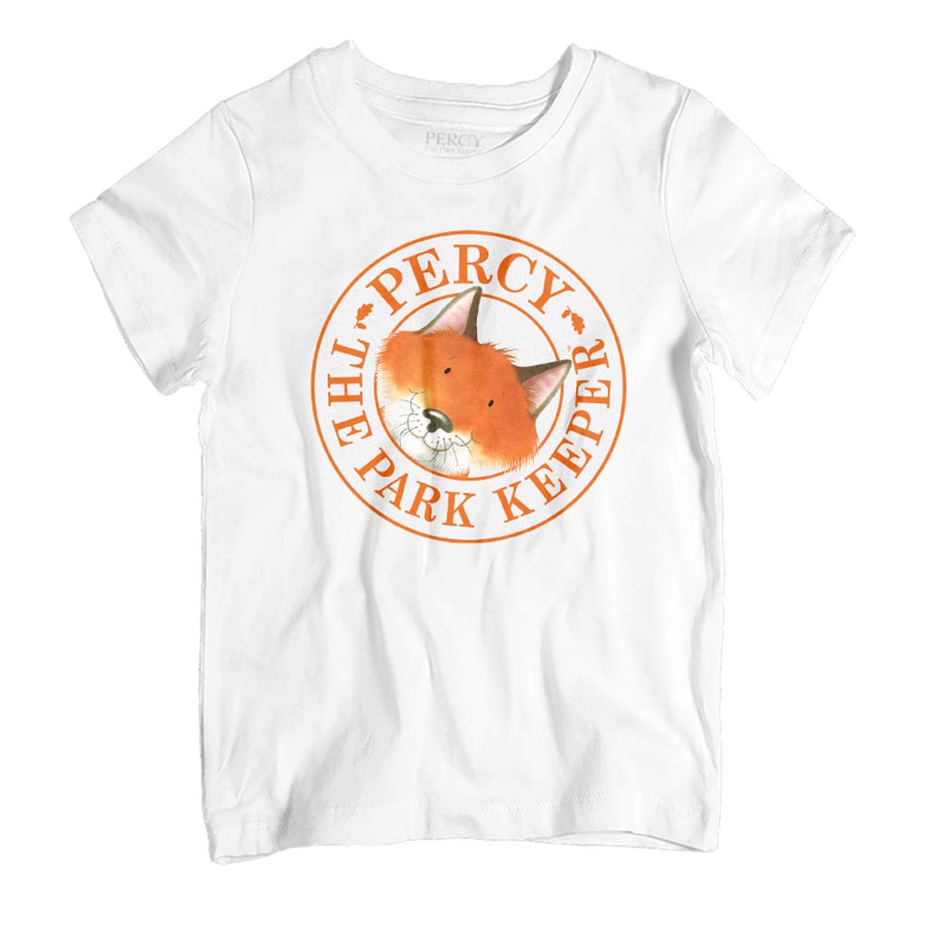 Percy The Park Keeper Fox In Circle Kid's T-Shirt-ALL + EVERY