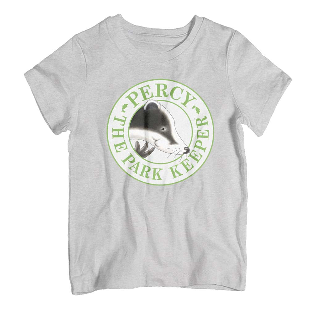 Percy The Park Keeper Badger In Circle Kid's T-Shirt-ALL + EVERY