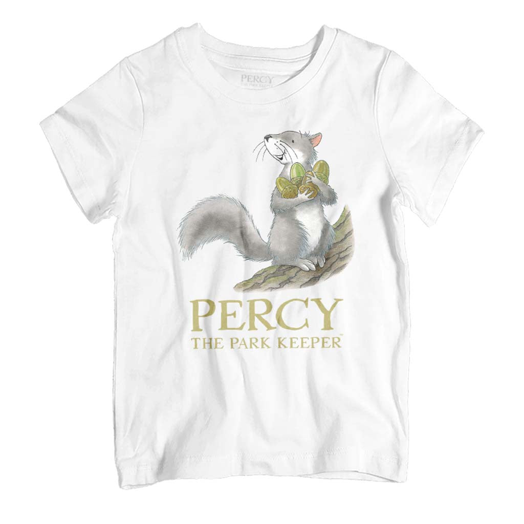 Percy The Park Keeper Squirrel With Acorns Kid's T-Shirt-ALL + EVERY