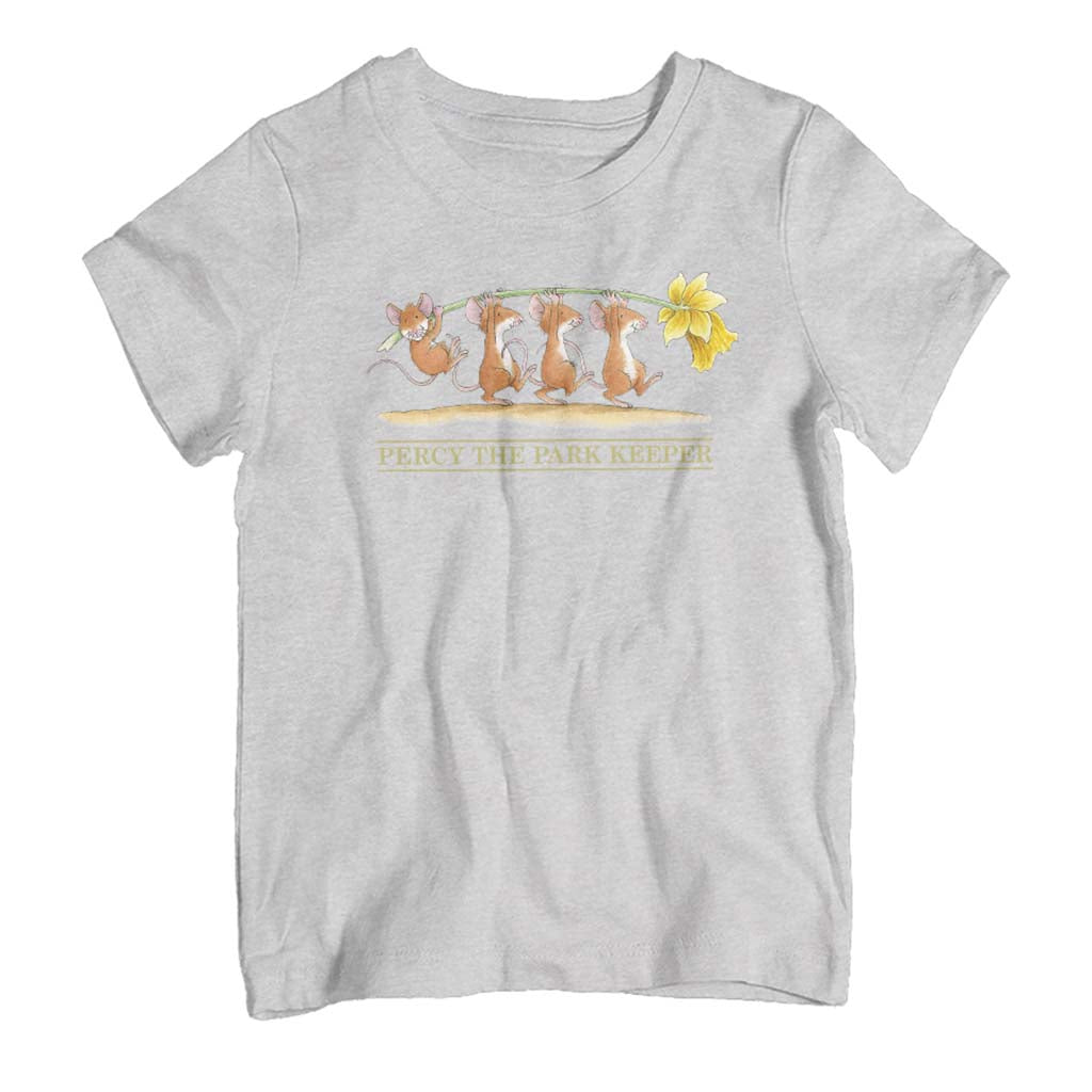 Percy The Park Keeper Mice Carrying Daffodil Kid's T-Shirt-ALL + EVERY