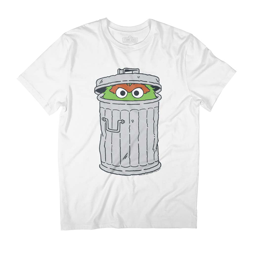 Sesame Street Oscar The Grouch In Trash Can Men's T-Shirt-ALL + EVERY