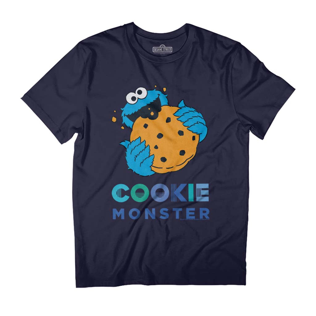 Sesame Street Cookie Monster With Big Cookie Men's T-Shirt-ALL + EVERY