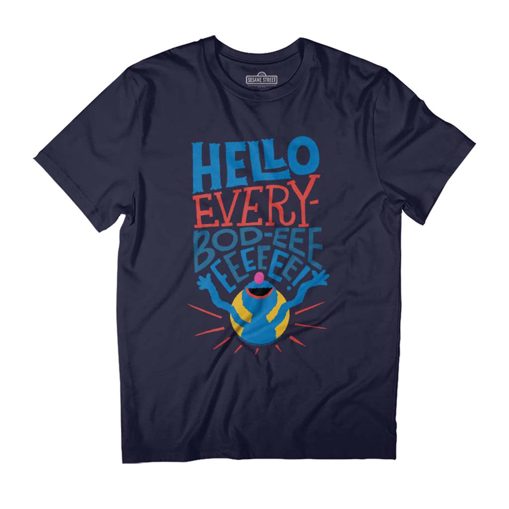 Sesame Street Grover Hello Everybodeee Men's T-Shirt-ALL + EVERY