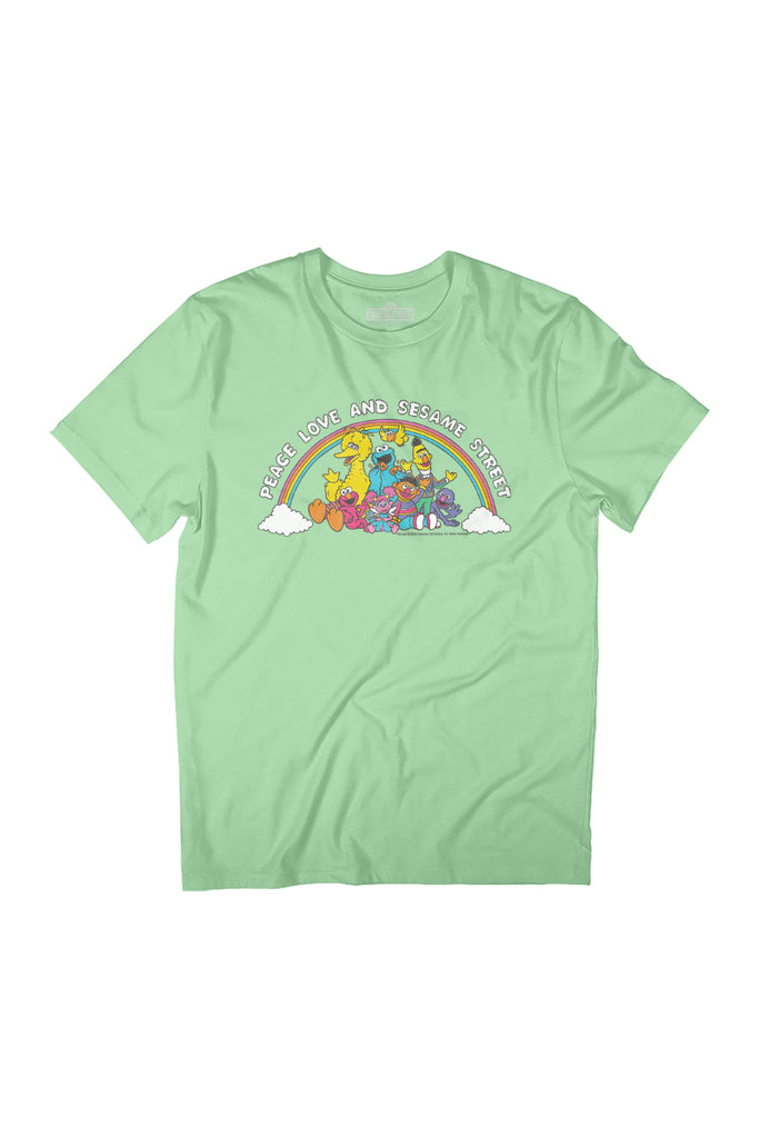 Sesame Street Peace Love And Sesame Street Group Women's Relaxed Fit T-Shirt-ALL + EVERY