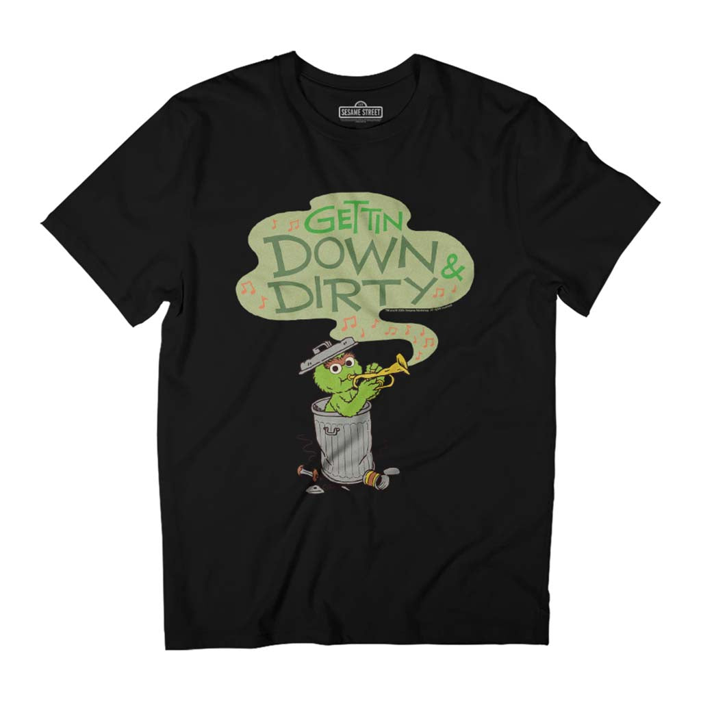 Sesame Street Oscar Gettin Down And Dirty Men's T-Shirt-ALL + EVERY