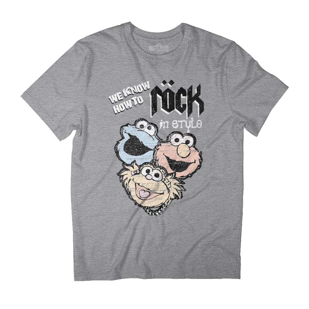 Sesame Street Cookie Monster Elmo Zoe Rock In Style Men's T-Shirt-ALL + EVERY