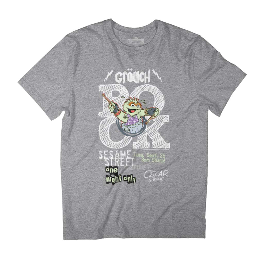 Sesame Street Oscar The Grouch Drums Rock Concert Poster Men's T-Shirt-ALL + EVERY