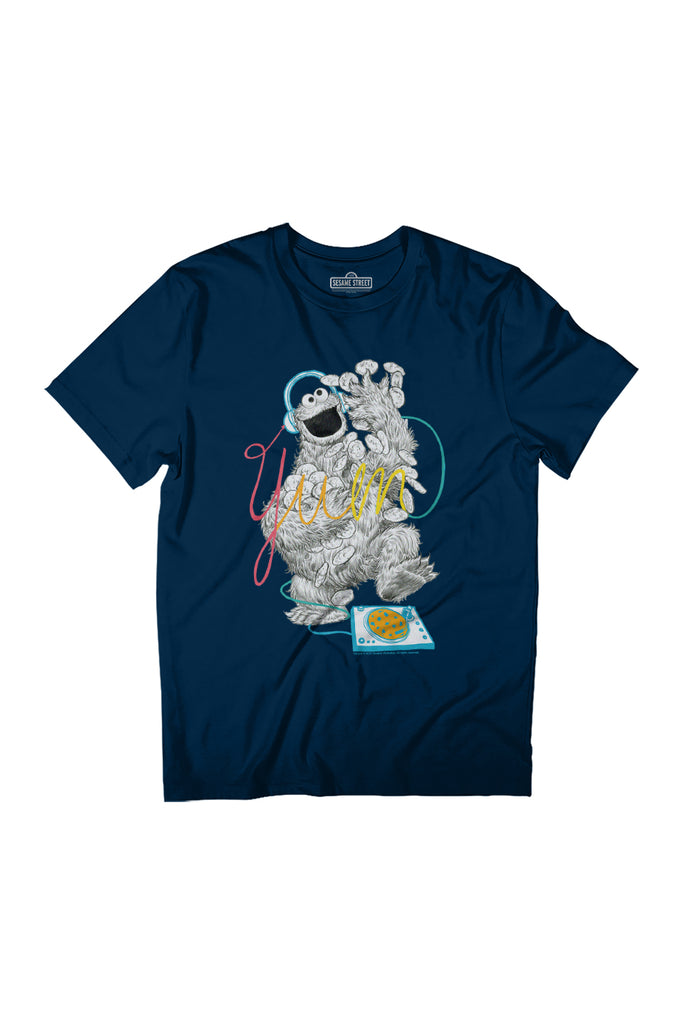 Sesame Street DJ Cookie Monster Yum Women's Relaxed Fit T-Shirt-ALL + EVERY