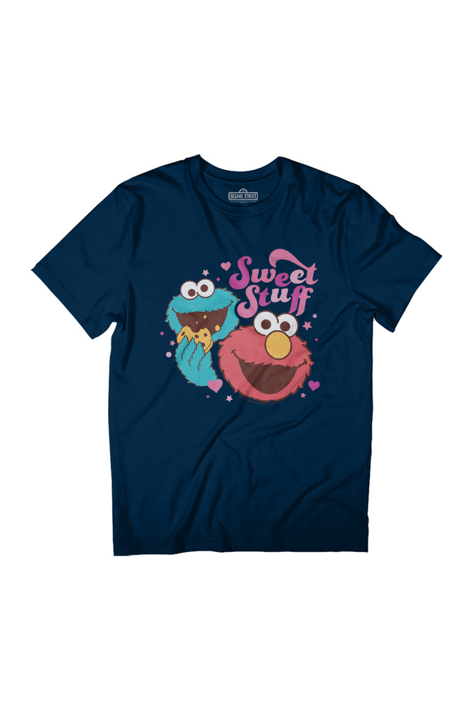 Sesame Street Elmo Cookie Monster Sweet Stuff Valentines Day Women's Relaxed Fit T-Shirt-ALL + EVERY