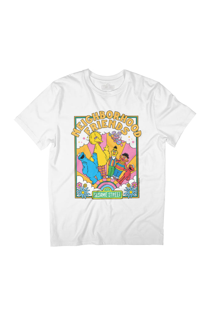 Sesame Street Neighborhood Friends Cookie Monster & Co Women's Relaxed Fit T-Shirt-ALL + EVERY