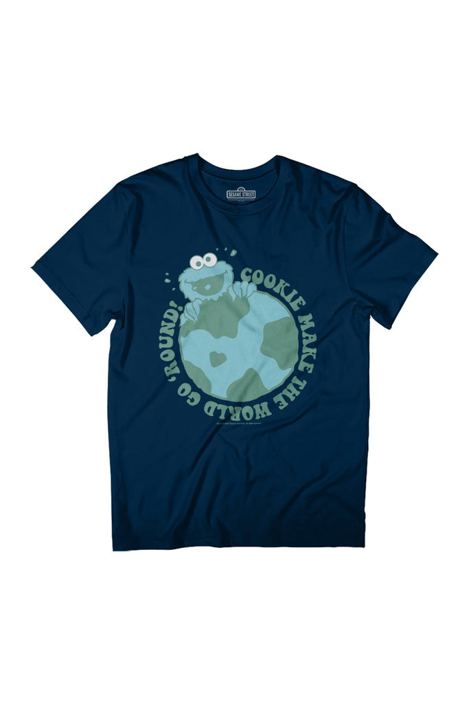 Sesame Street Cookie Monster Cookie Make The World Go 'Round Women's Relaxed Fit T-Shirt-ALL + EVERY