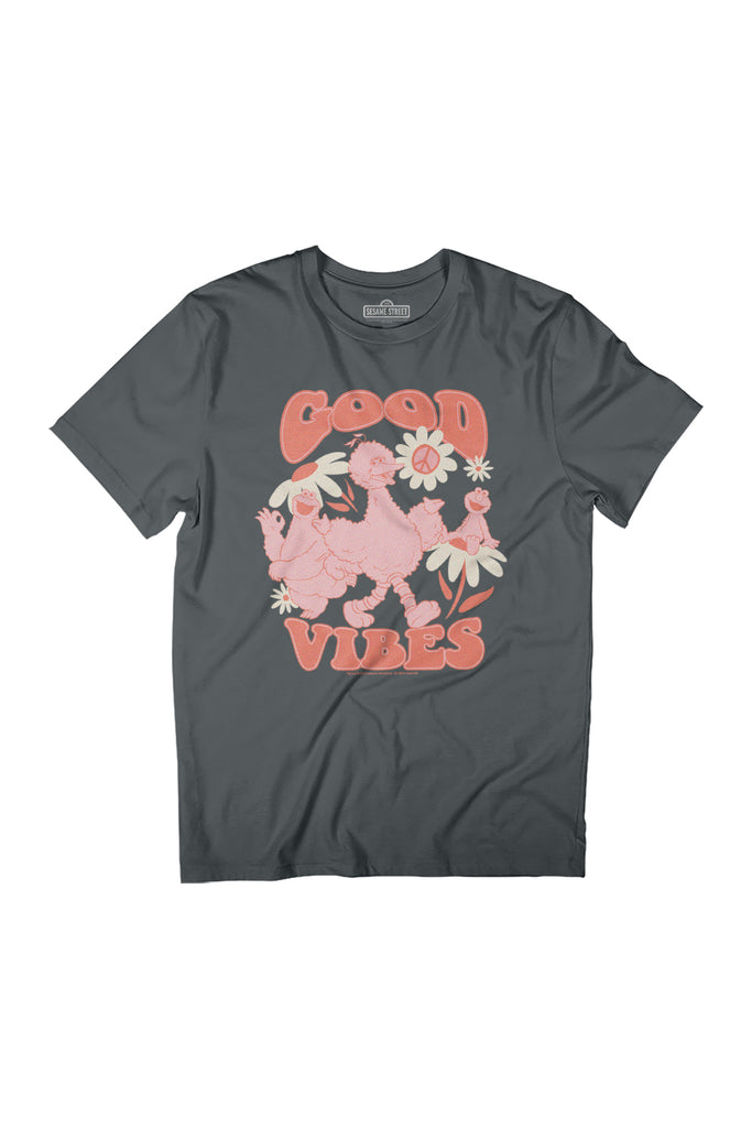 Sesame Street Big Bird Cookie Monster Elmo Good Vibes Women's Relaxed Fit T-Shirt-ALL + EVERY