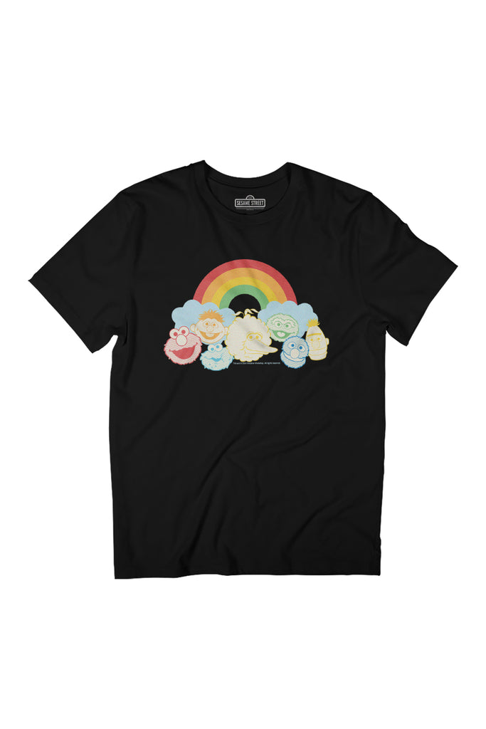 Sesame Street Pop Art Faces And Rainbow Women's Relaxed Fit T-Shirt-ALL + EVERY