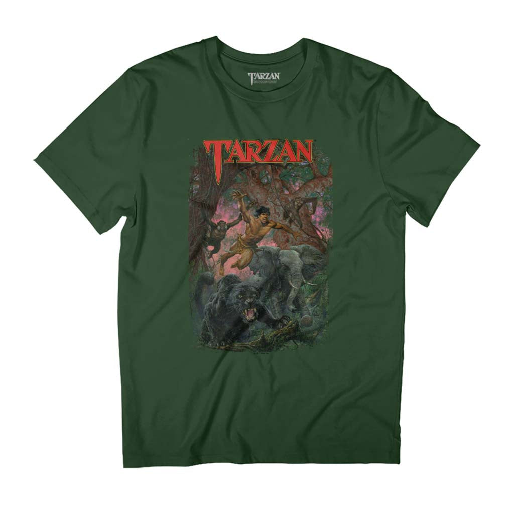 Tarzan Leaping Animal Illustration Men's T-Shirt-ALL + EVERY
