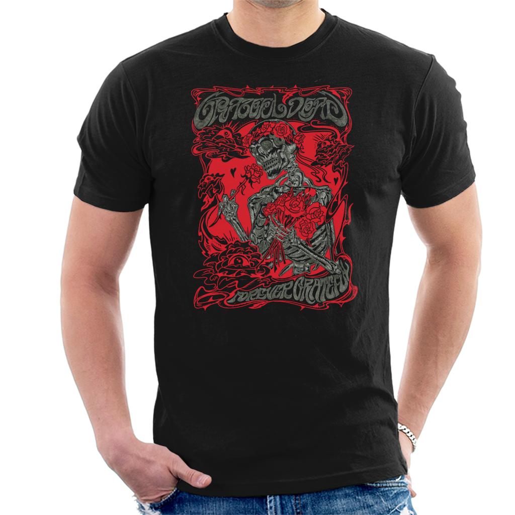 Grateful Dead Forever Grateful Rose Skeleton Men's T-Shirt-ALL + EVERY
