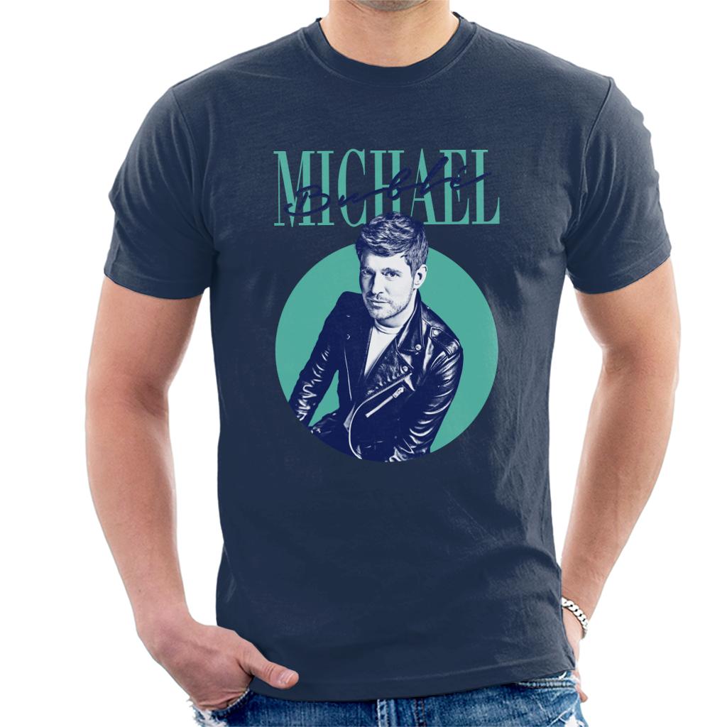 Michael Buble Green Circle Portrait Men's T-Shirt-ALL + EVERY