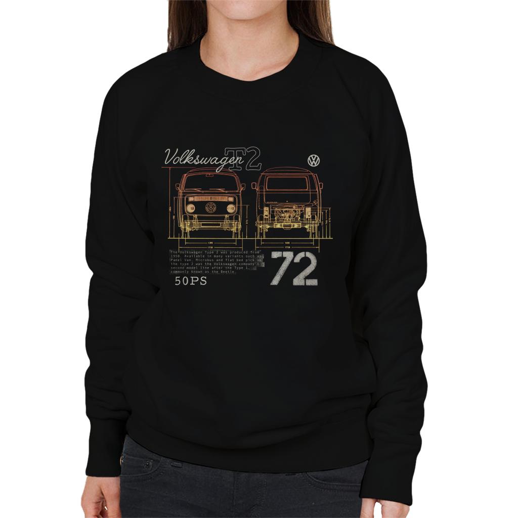 Volkswagen-T2-Mini-Van-Blueprint-Womens-Sweatshirt