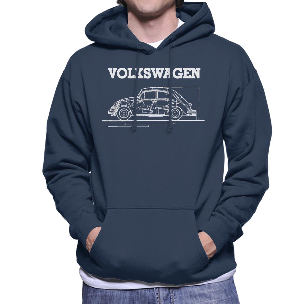 Volkswagen-Beetle-White-Schematic-Technical-Outline-Mens-Hooded-Sweatshirt