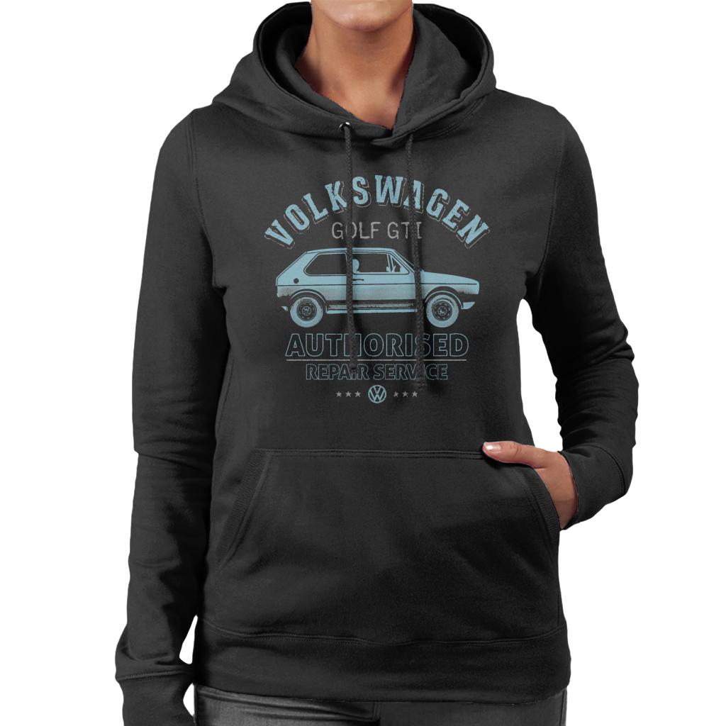 Volkswagen-Blue-Golf-GTI-Authorised-Repair-Service-Womens-Hooded-Sweatshirt