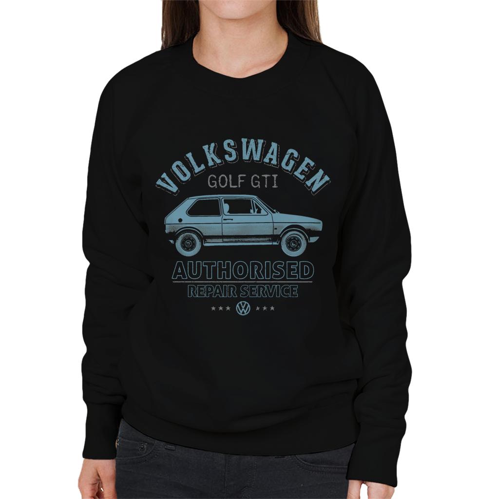 Volkswagen-Blue-Golf-GTI-Repairs-Womens-Sweatshirt