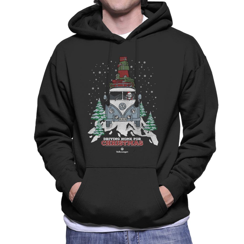 Volkswagen Christmas Driving Home For Christmas White Logo Men's Hooded Sweatshirt-ALL + EVERY