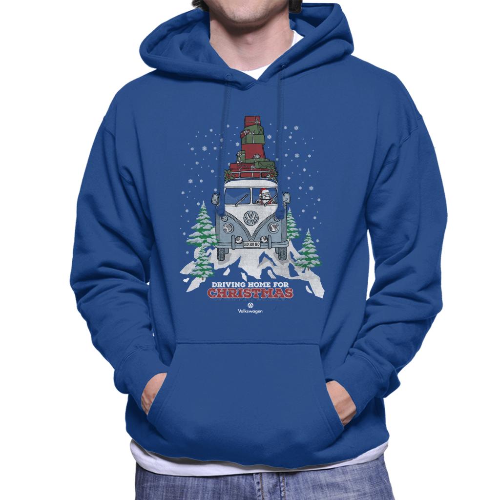 Volkswagen Christmas Driving Home For Christmas White Logo Men's Hooded Sweatshirt-ALL + EVERY