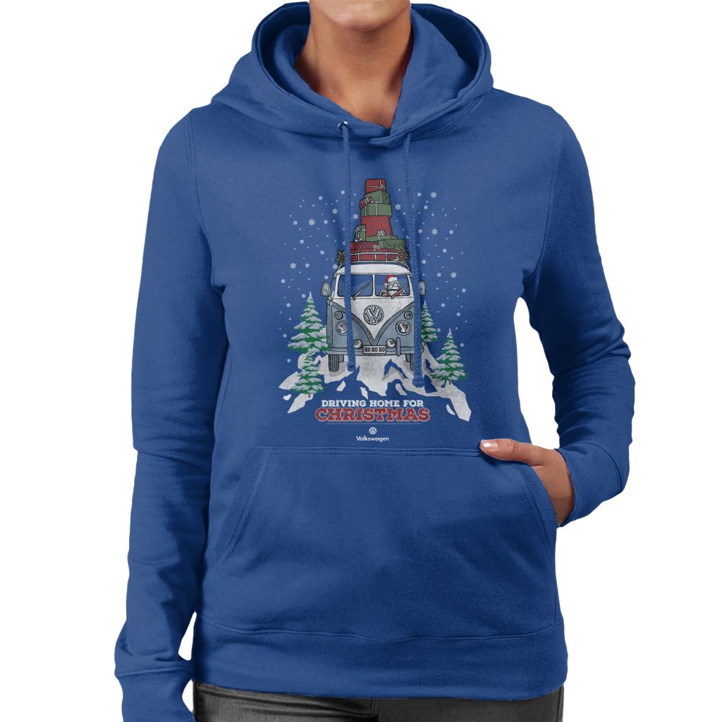 Volkswagen Christmas Driving Home For Christmas White Logo Women's Hooded Sweatshirt-ALL + EVERY