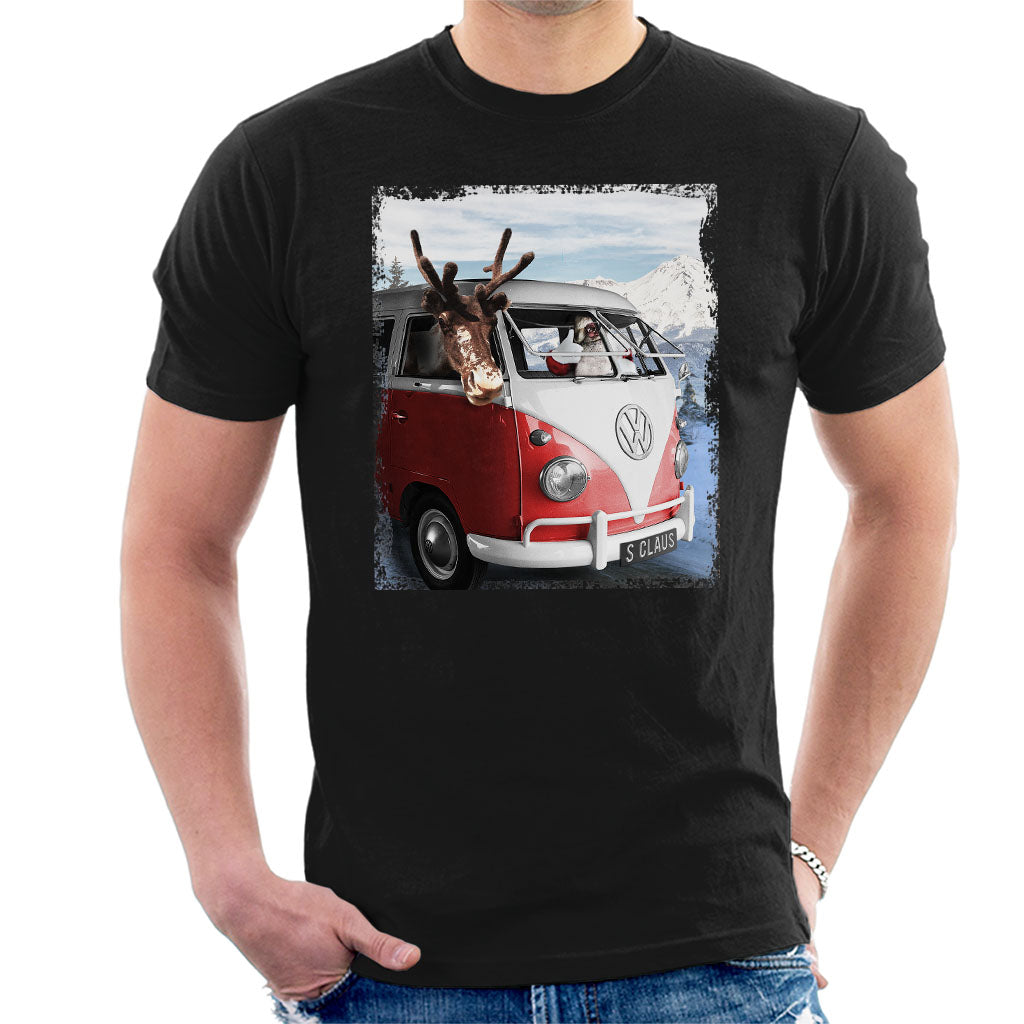 Volkswagen-Santa-And-Reindeer-T1-Camper-Van-Mens-T-Shirt