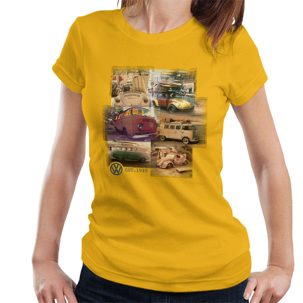 Volkswagen Camper Beetle Collage Women's T-Shirt-ALL + EVERY