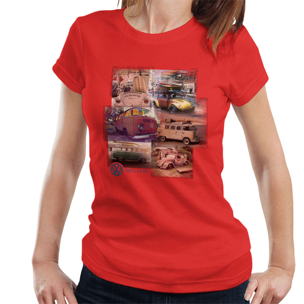 Volkswagen Camper Beetle Collage Women's T-Shirt-ALL + EVERY