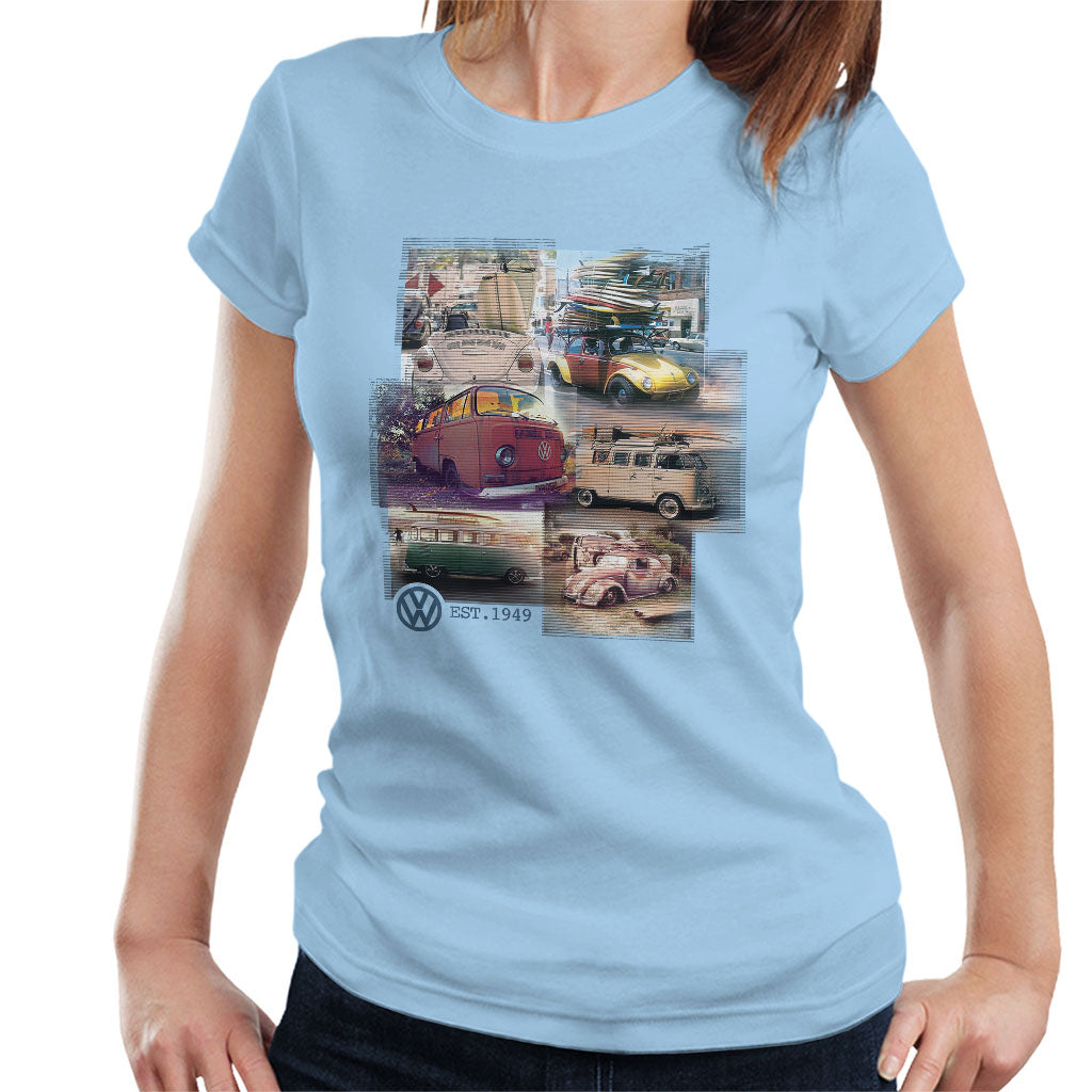 Volkswagen Camper Beetle Collage Women's T-Shirt-ALL + EVERY