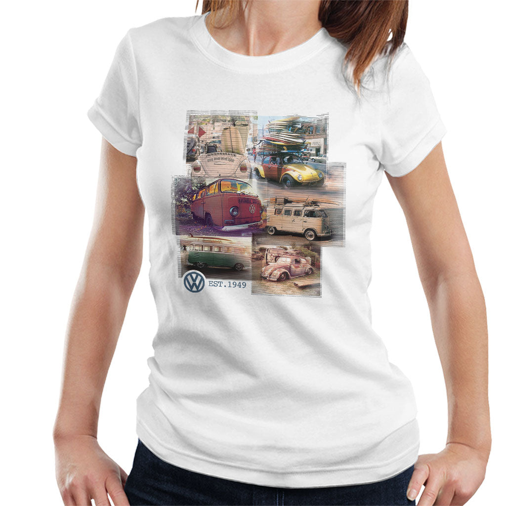 Volkswagen Camper Beetle Collage Women's T-Shirt-ALL + EVERY