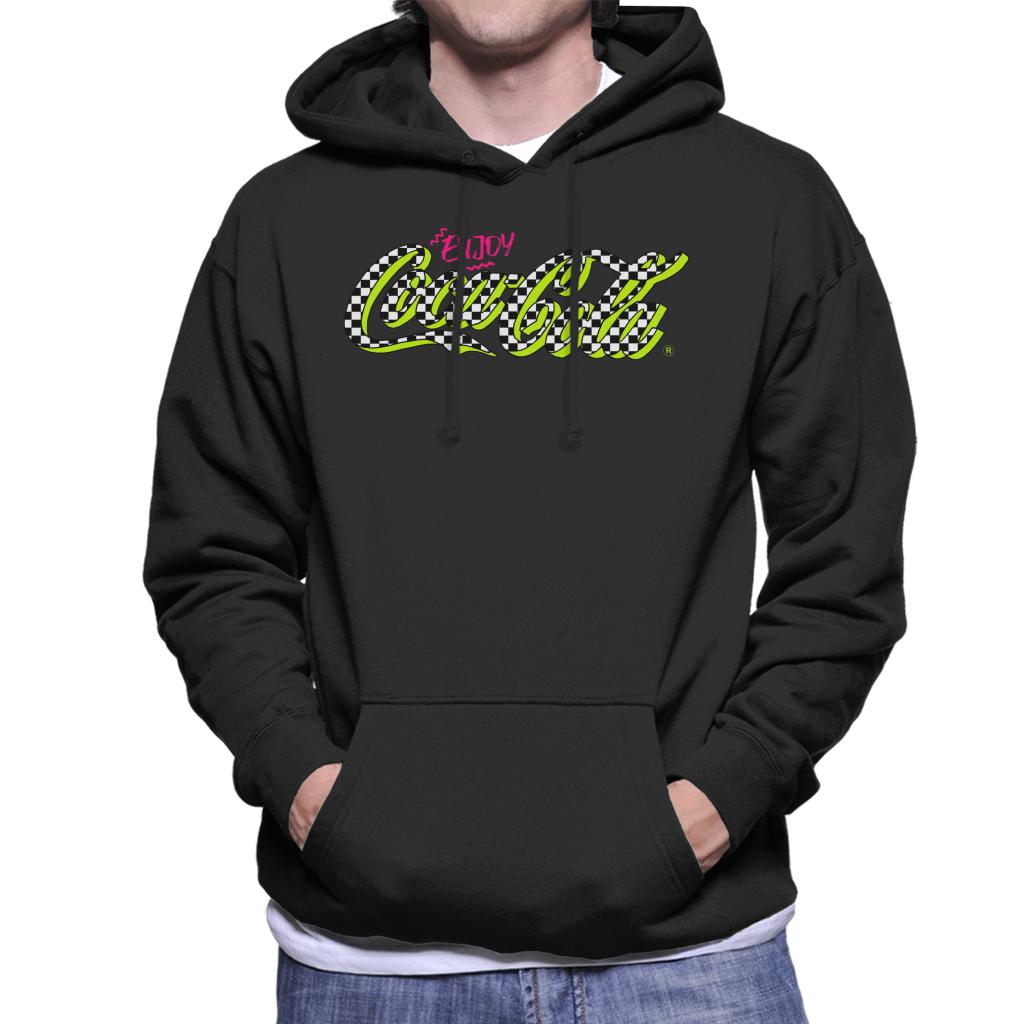 Coca Cola Retro Checkboard Logo Men's Hooded Sweatshirt-ALL + EVERY