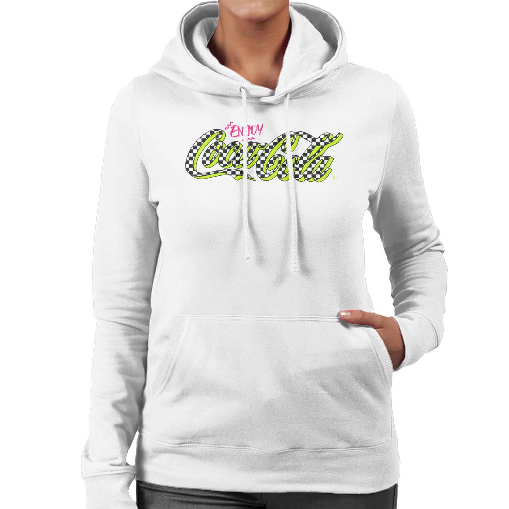 Coca Cola Retro Checkboard Logo Women's Hooded Sweatshirt-ALL + EVERY