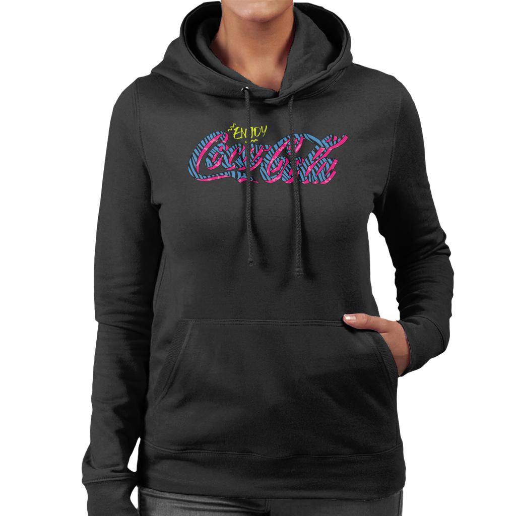 Coca Cola Retro Zebra Logo Women's Hooded Sweatshirt-ALL + EVERY