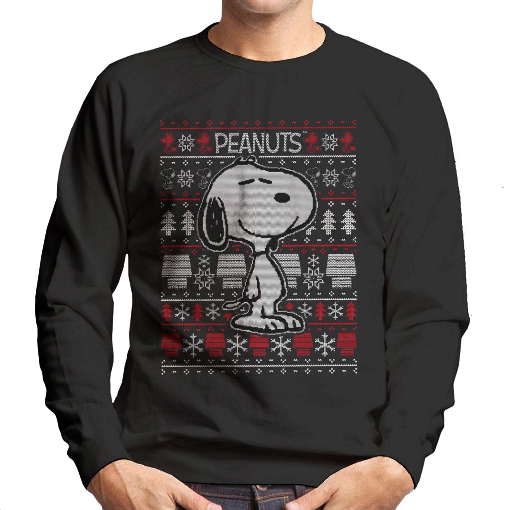 Peanuts Snoopy Christmas Knit Pattern Men's Sweatshirt-ALL + EVERY