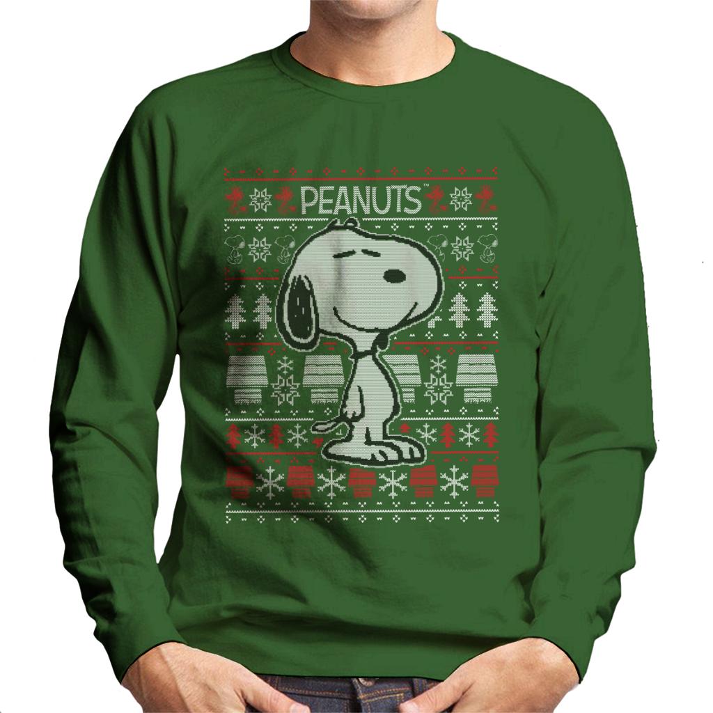 Peanuts Snoopy Christmas Knit Pattern Men's Sweatshirt-ALL + EVERY