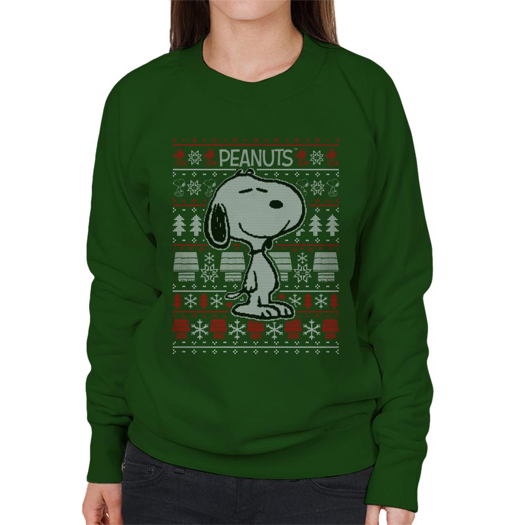 Peanuts Snoopy Christmas Knit Pattern Women's Sweatshirt-ALL + EVERY