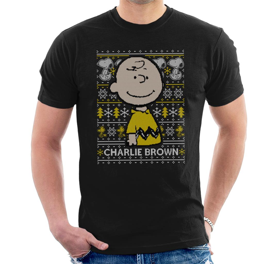 Peanuts Christmas Charlie Brown Knitted Pattern Men's T-Shirt-ALL + EVERY